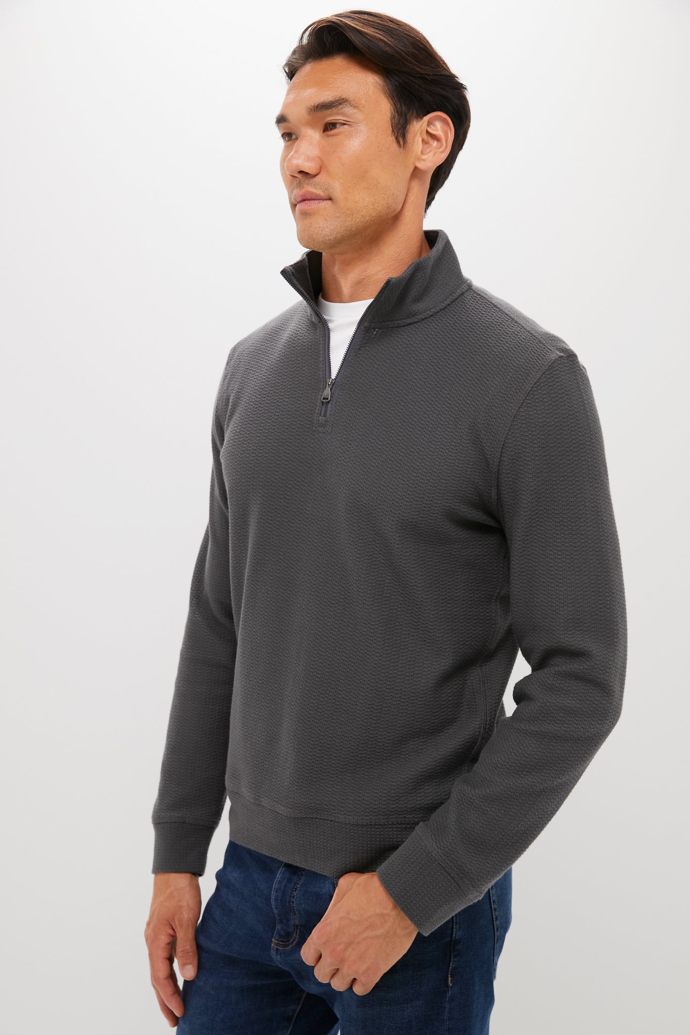 Mountain Coal Textured Knit Quarter Zip