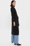 Black Pressed Wool Long Maxi Coat