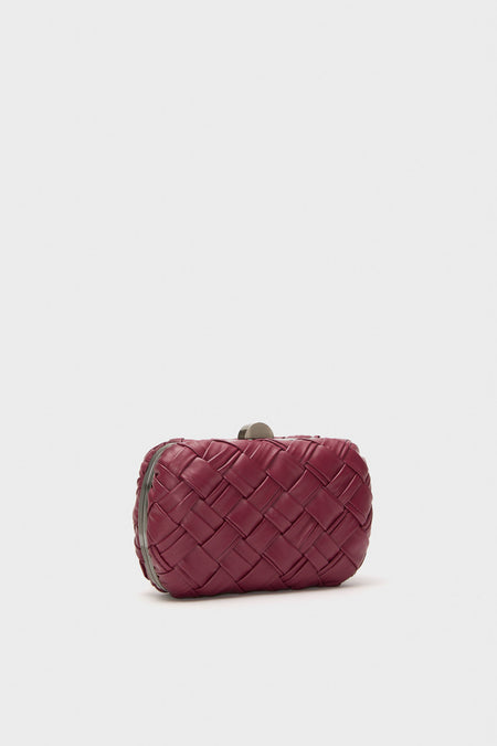 Burgundy Haven Woven Clutch