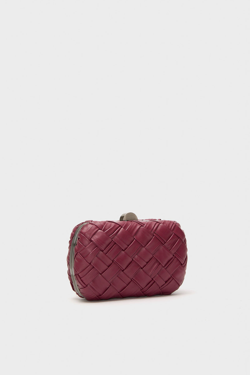 Burgundy Haven Woven Clutch