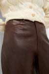 Mahogany Lux Lambskin Leather Ankle Pants