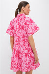 Pink Textured Floral Thea Mini Dress