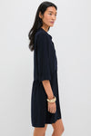 Navy Crepe Royal Shirt Dress