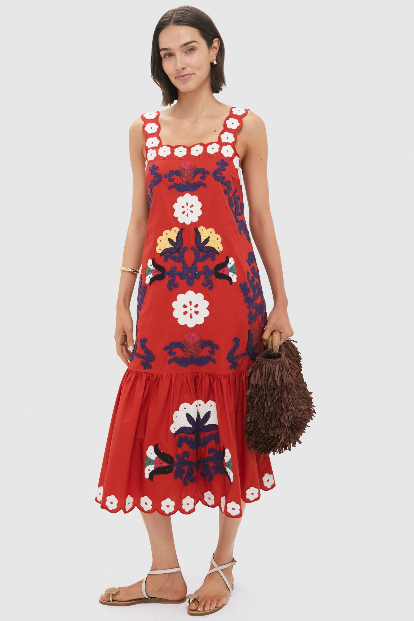 Red Catrine Applique Tank Dress