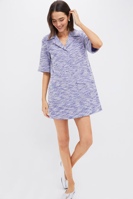 Heathered Blue Tweed Claire Dress