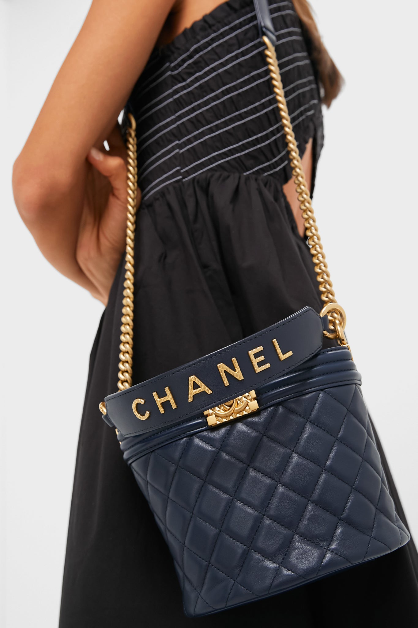 CHANEL Navy Boy Bucket Bag