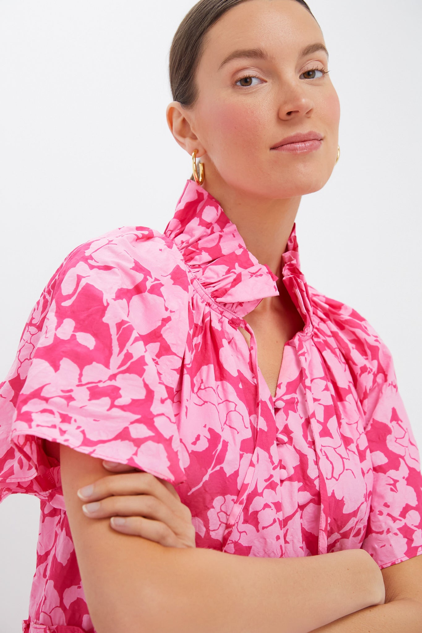 Pink Textured Floral Thea Mini Dress