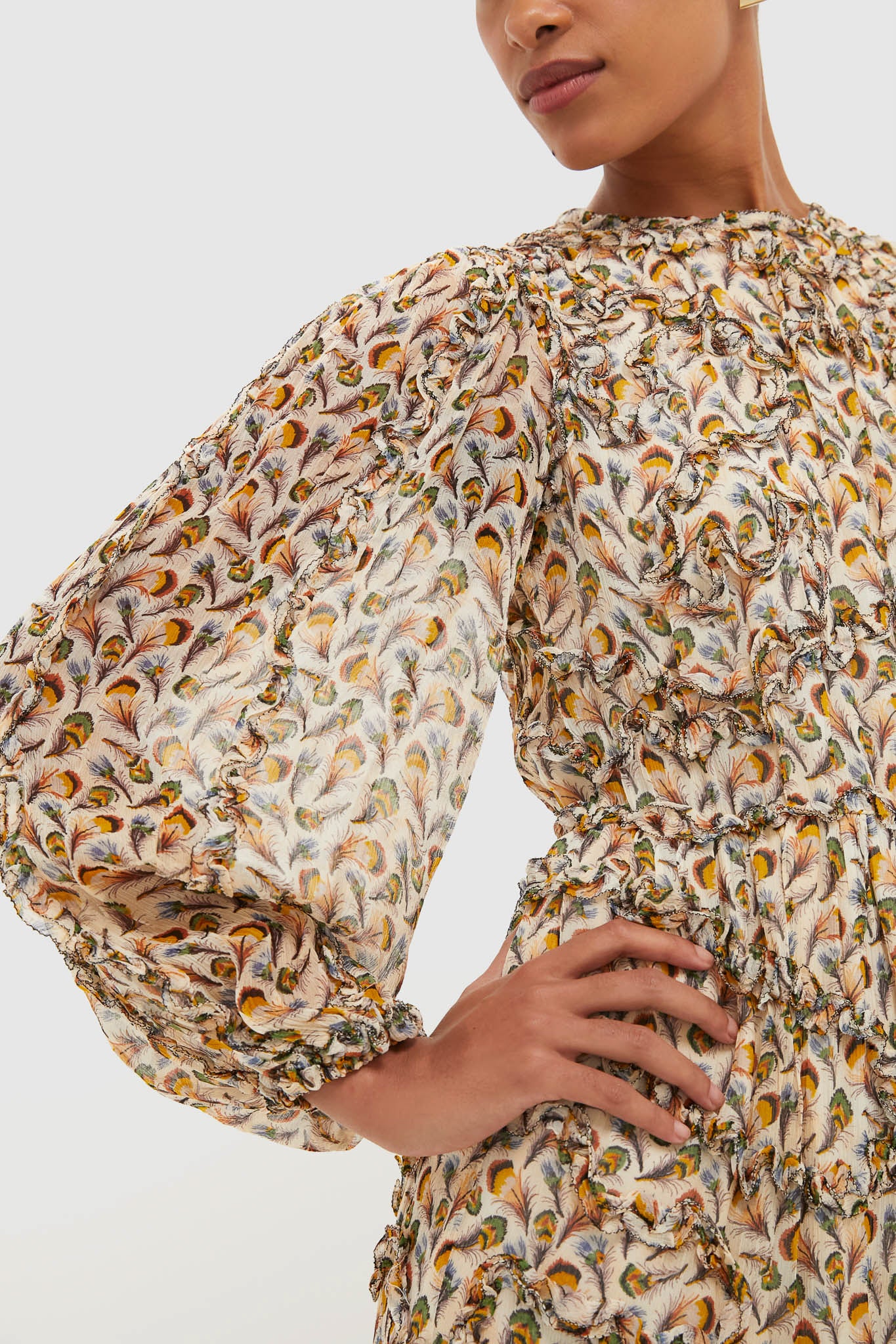 Swan Iona Silk Long Sleeve Midi Dress