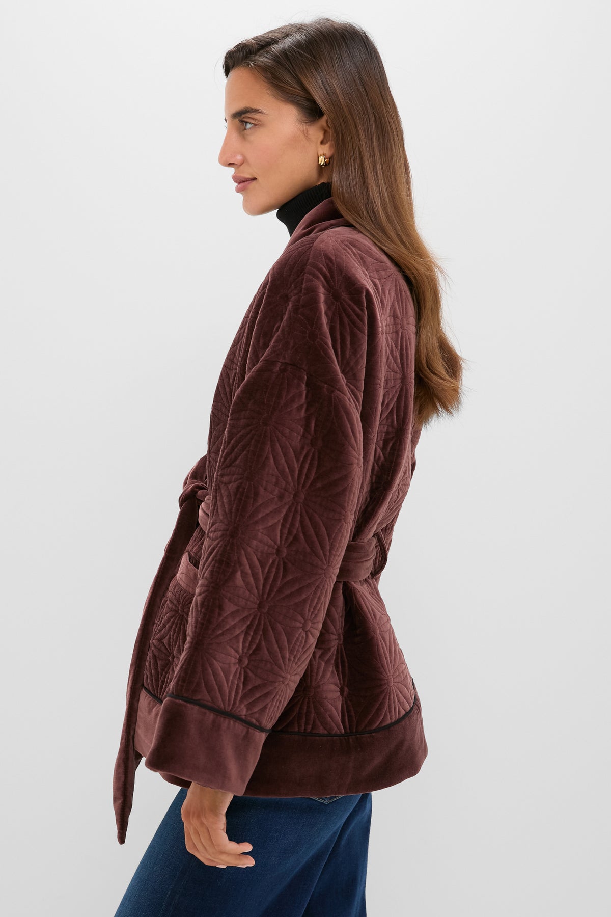 Hello Simone Jacket Chocolate Quilted Velvet Simone Wrap Jacket | Tuckernuck
