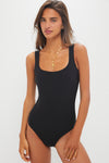 Black Sculpting Square Neck Swim Suit