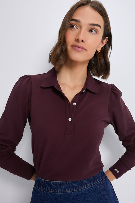 Winetasting Long Sleeve Pique Puff Sleeve Peggy Polo Tuckernuck
