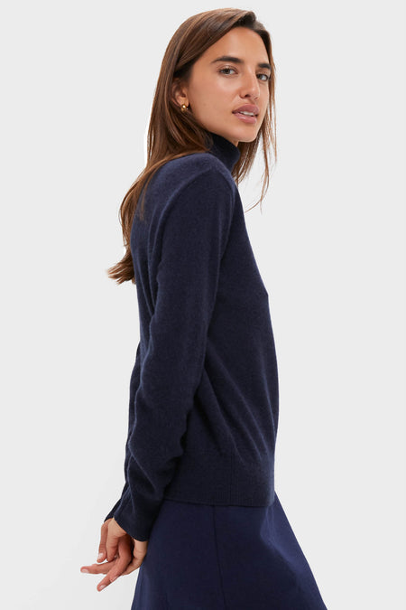 Navy Cashmere Turtleneck Sweater