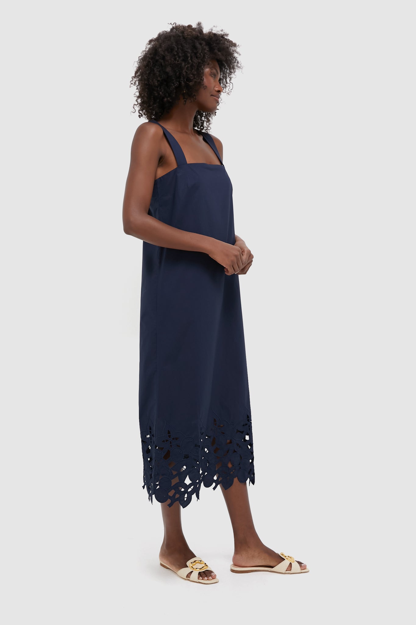 Navy Cotton Eyelet Moria Dress