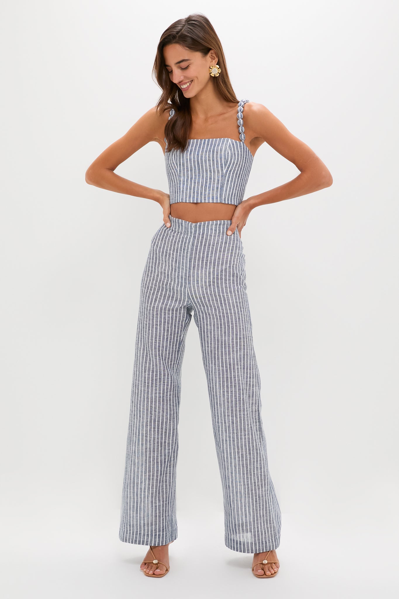 White and Blue Stripes Amor Profundo Pants