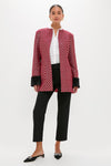 Burgundy and Gold Lea Geom Fur Jacket