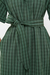 Dark Green Windowpane Seersucker Zacara Dress