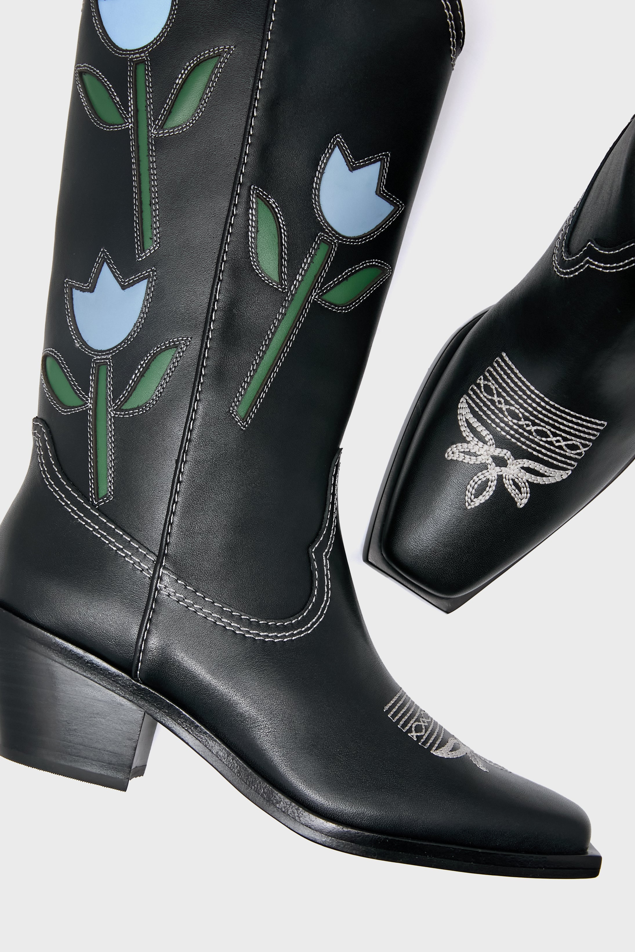 Black with Tulips Wilder Boots