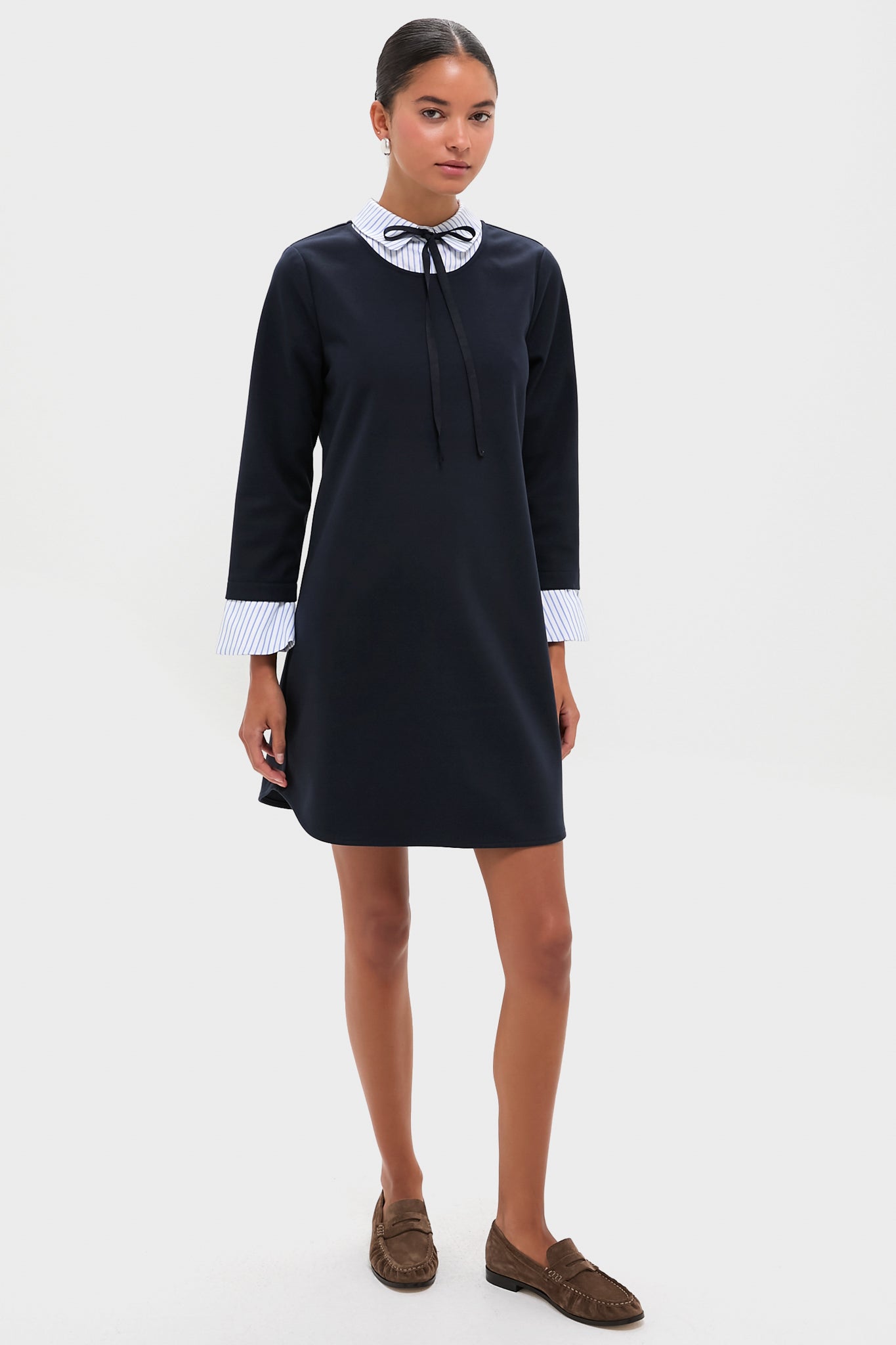 Navy Knit Long Sleeve Burbank Mini Dress