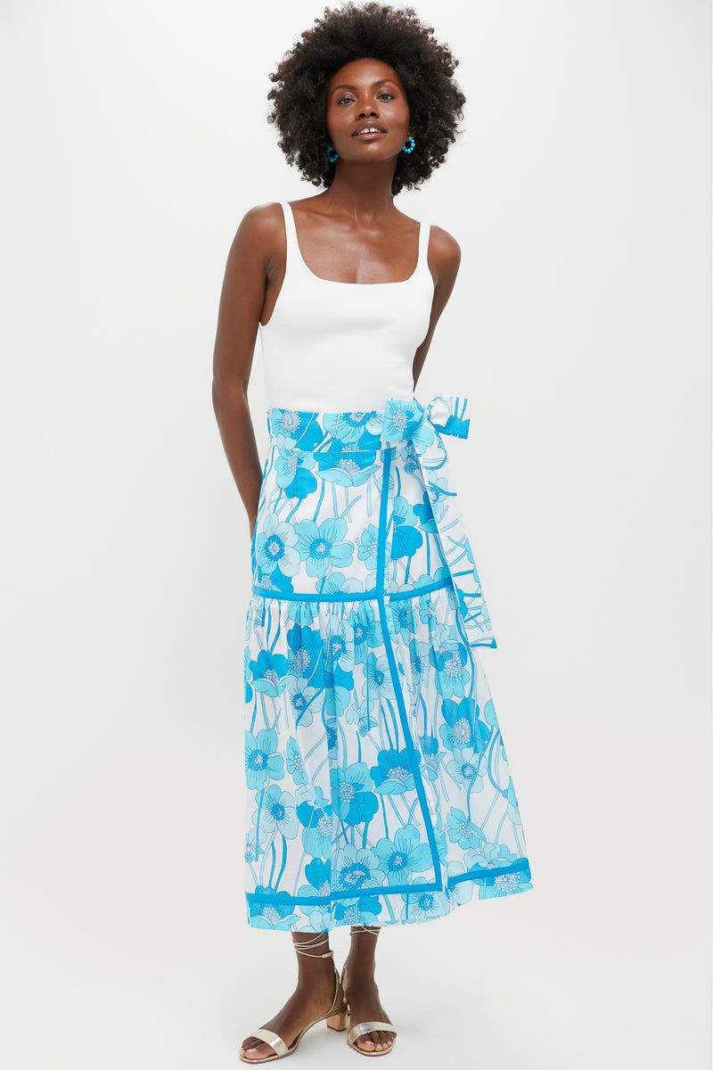 Flowers Waves Veradero Wrap Midi Skirt