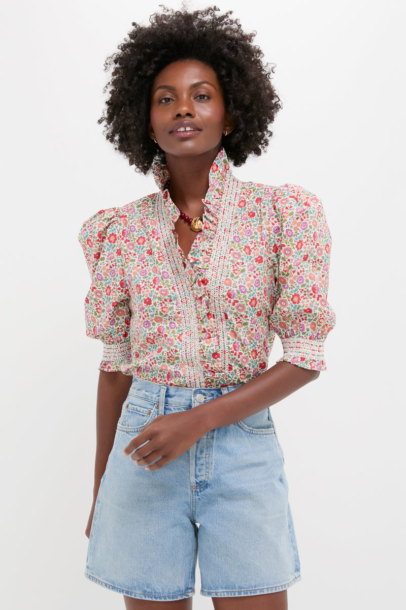 D'Anjo Liberty Print Zuri Short Sleeve Top