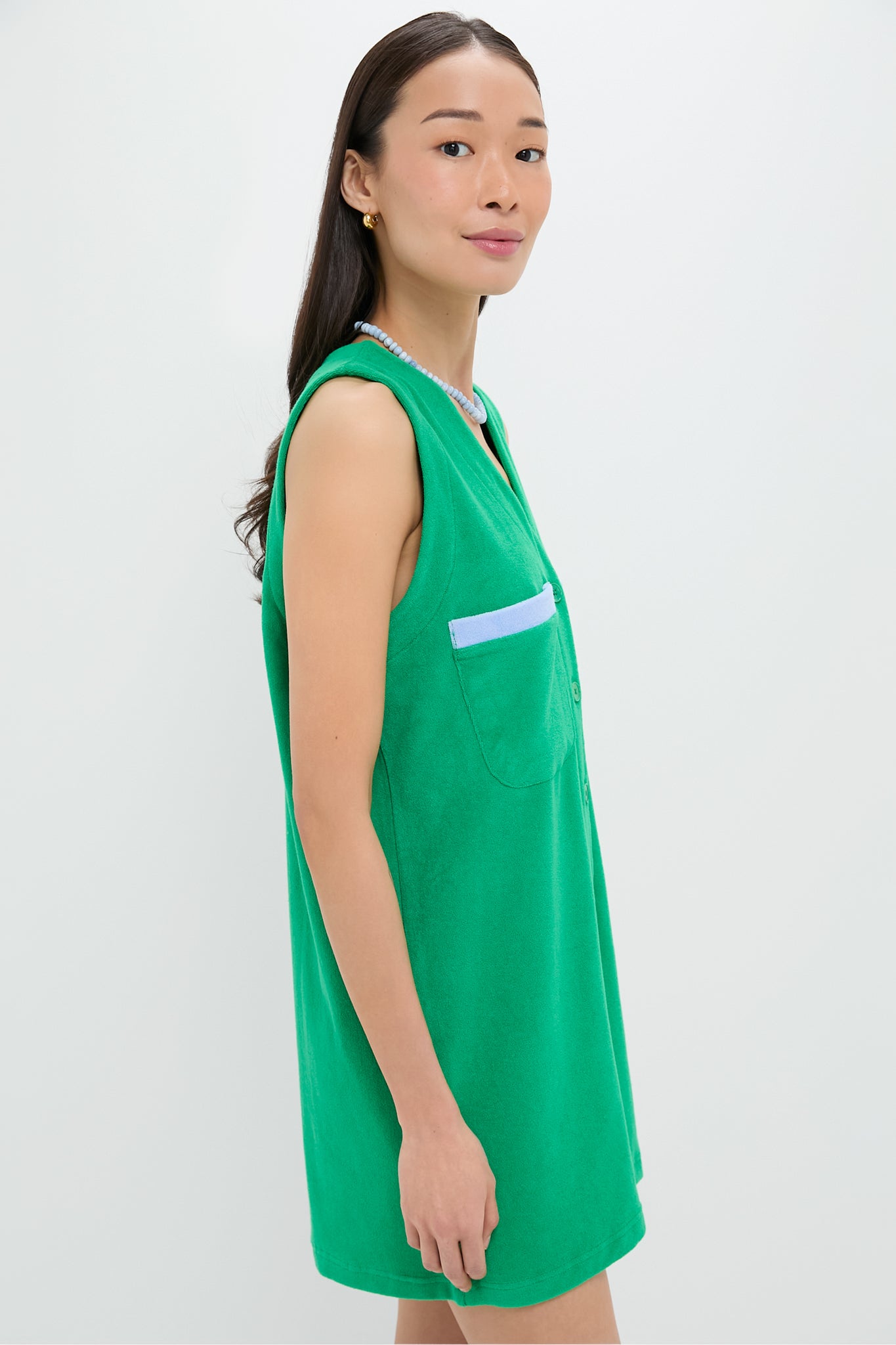 Green Terrycloth Myla Romper Coverup