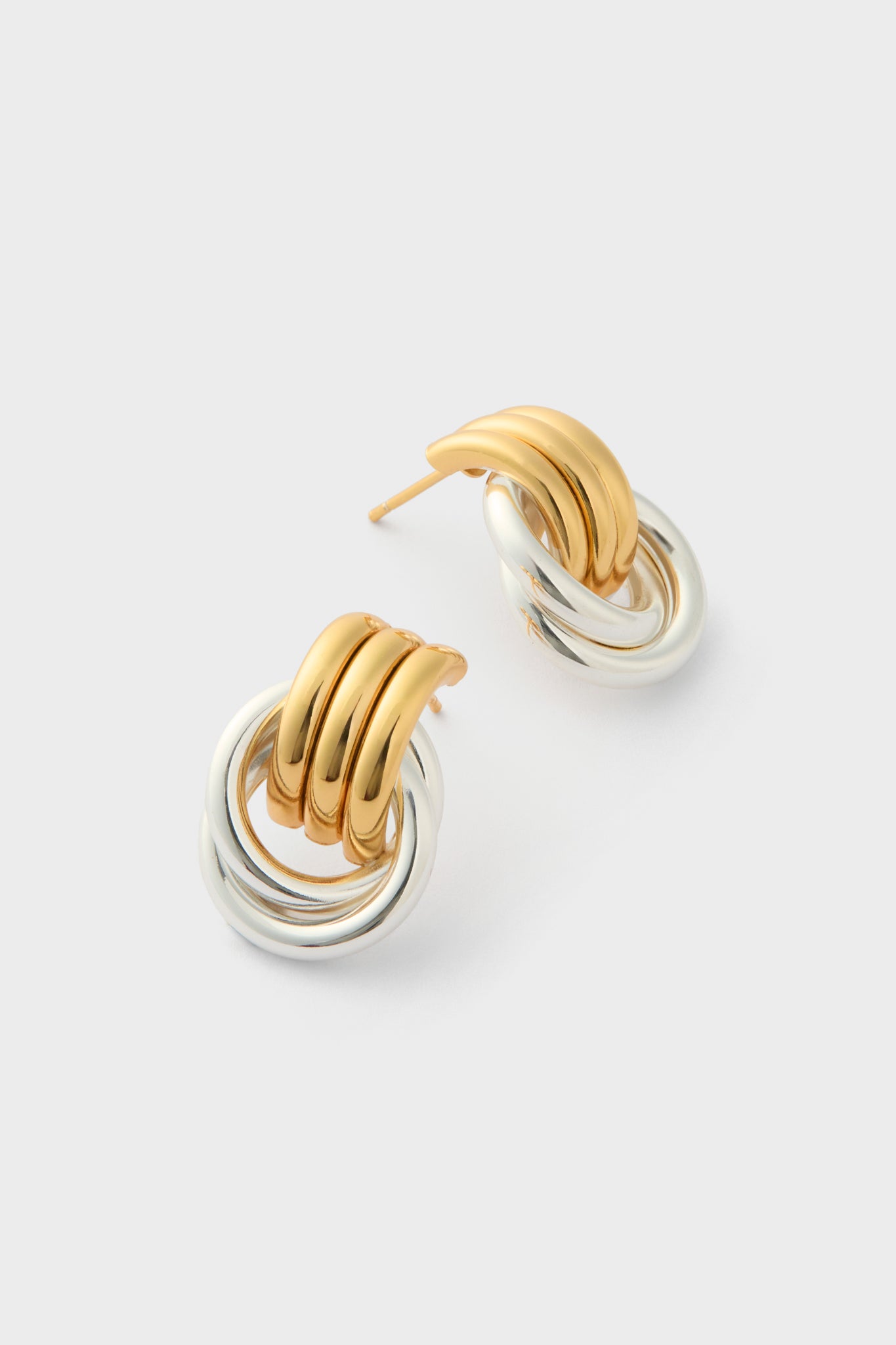 Mixed Metal Baby Knot Earrings