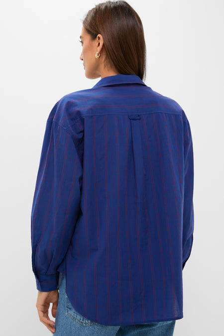 Blue and Red Wexler Cotton Button Down