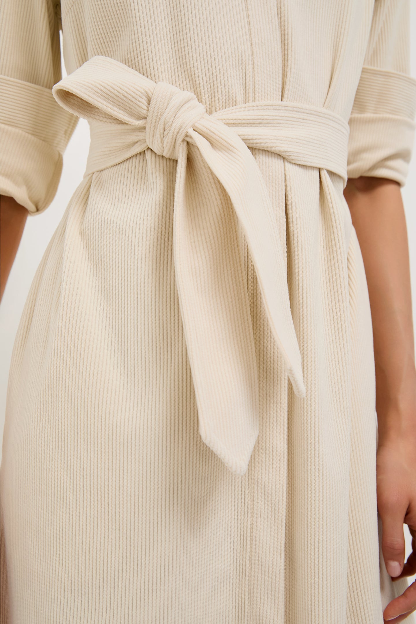 Cream Wide Wale Corduroy Tara Shirt Dress