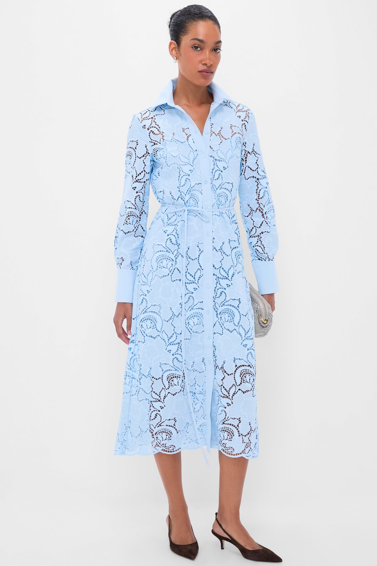 Dream Blue Long Sleeve Shirt Dress | ERDEM Dream Blue Long Sleeve Shirt Dress | ERDEM