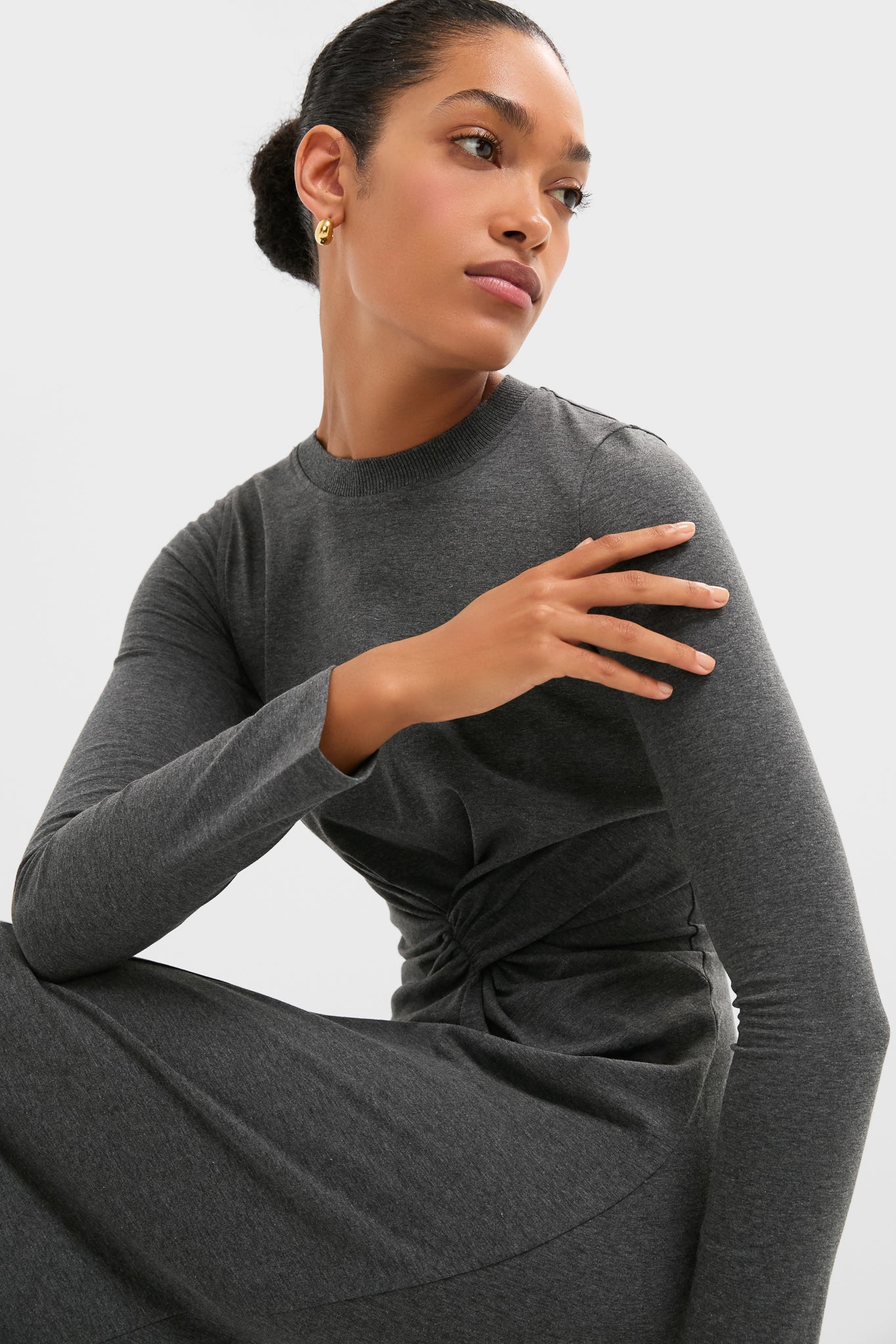 Heathered Charcoal Long Sleeve Volta Dress | Apiece Apart Heathered Charcoal Long Sleeve Volta Dress | Apiece Apart