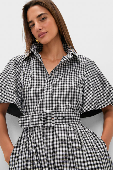Black Gingham Cape Chloe Dress