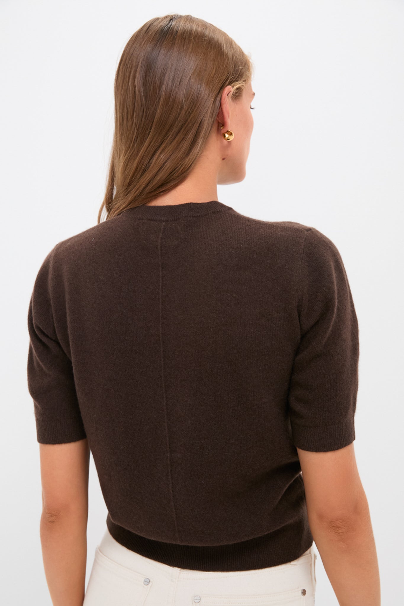Chocolate Cashmere Short Sleeve Crewneck
