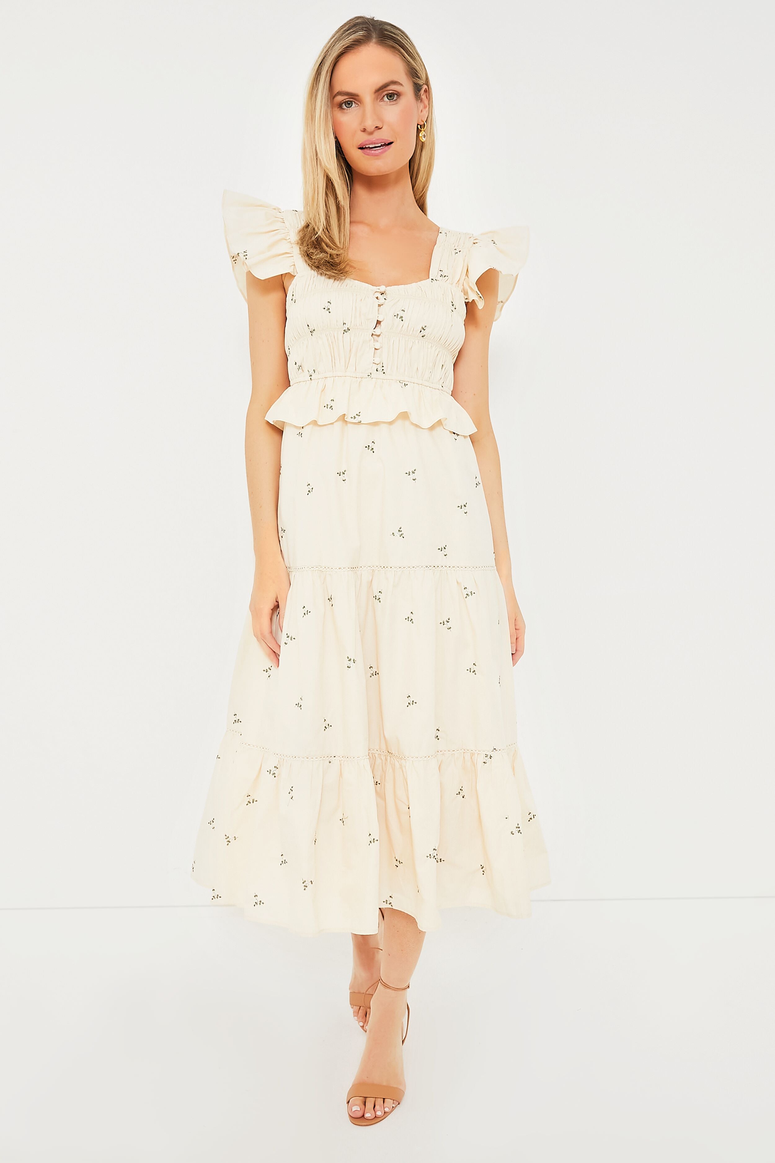 Beige Floral Alana Dress | O.P.T