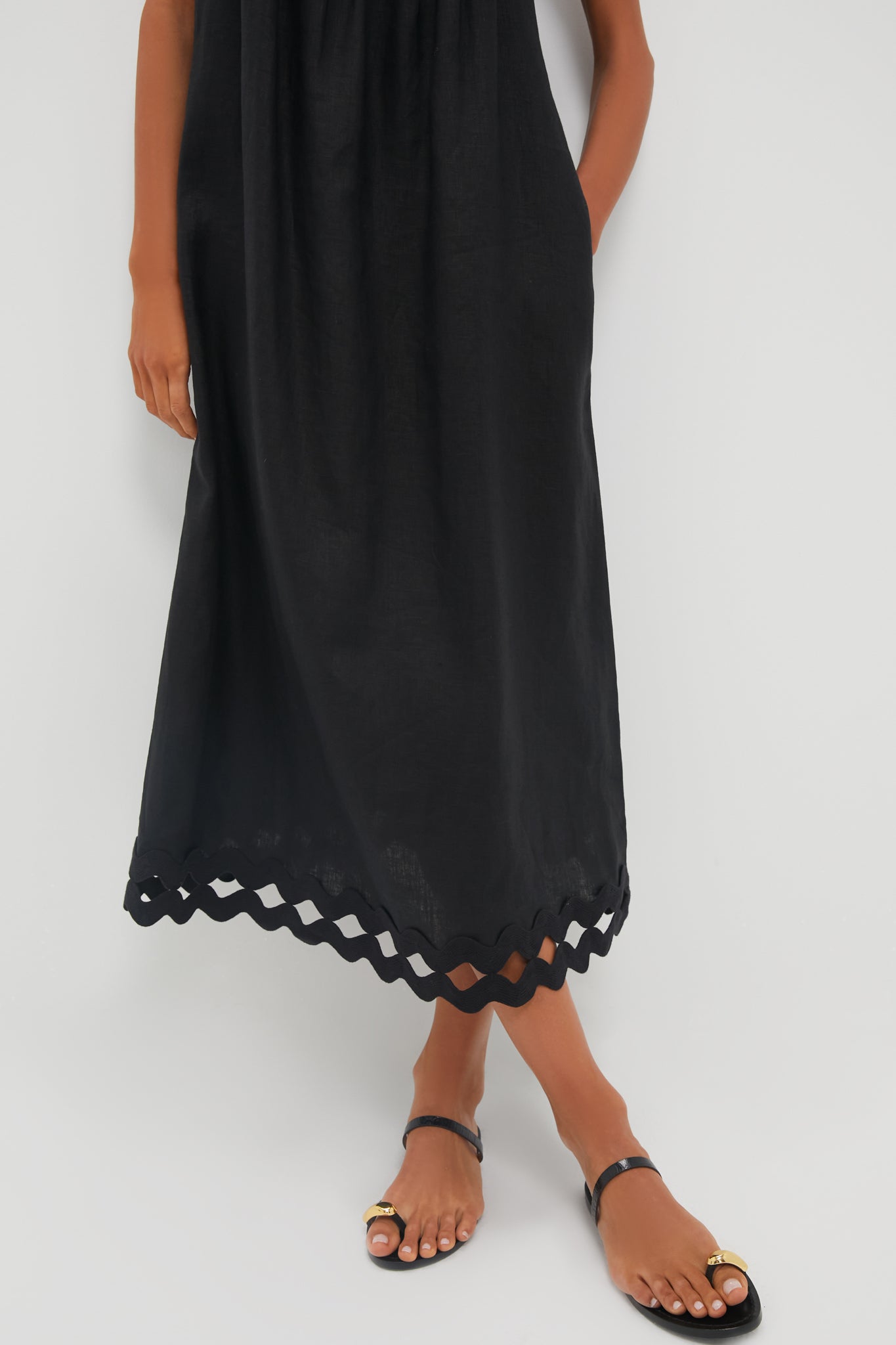 Black Ric Rac Linen Ellis Dress