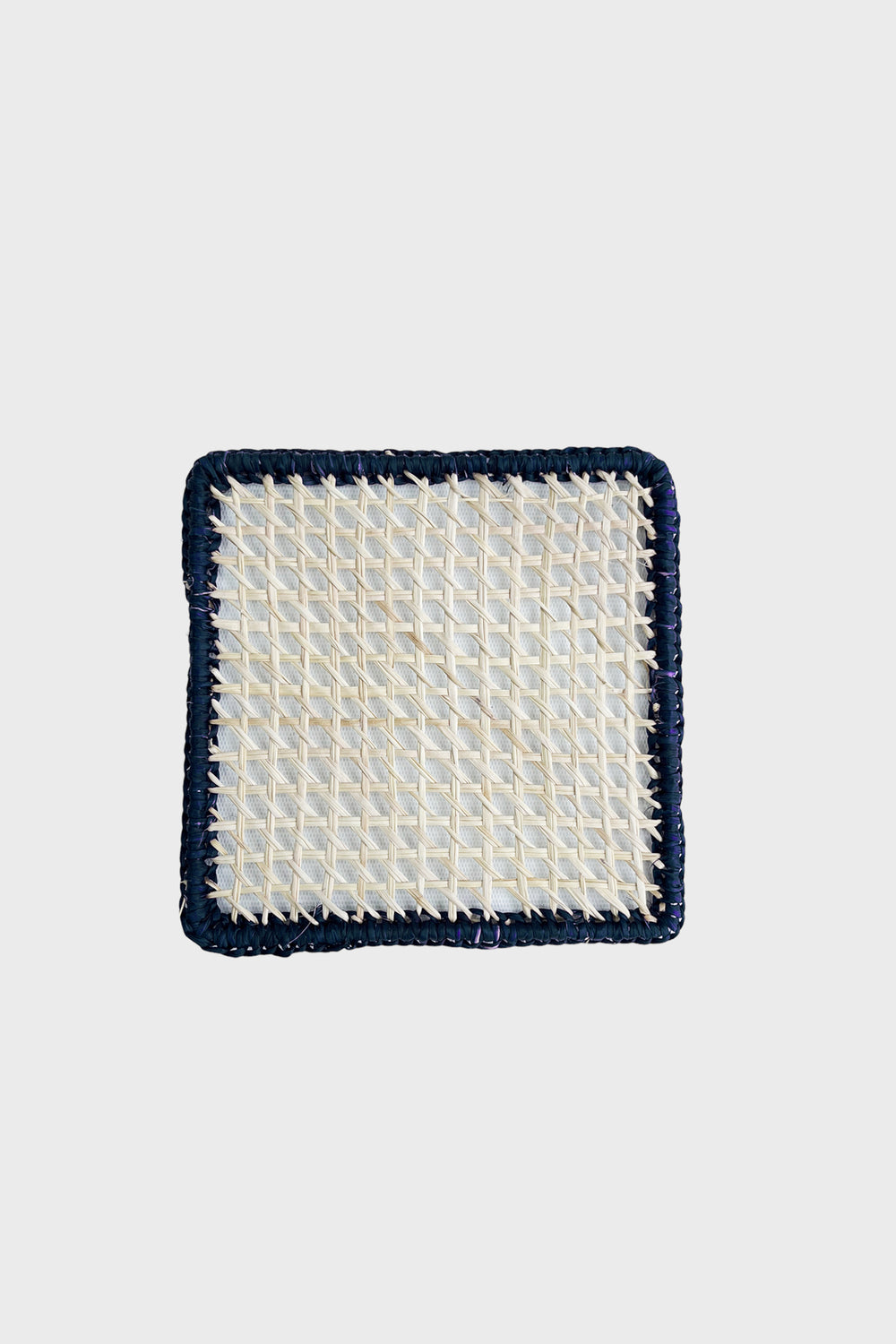 Navy Square Rattan Coasters