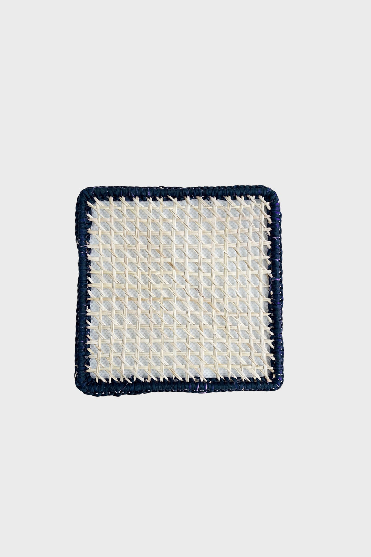 Navy Square Rattan Coasters