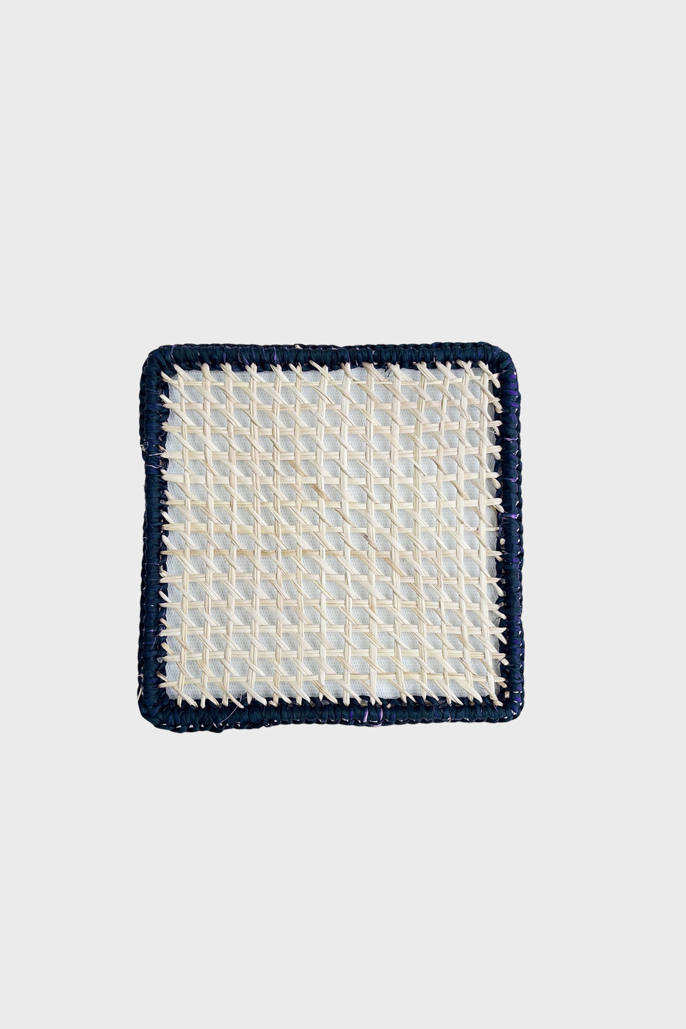 Navy Square Rattan Coasters