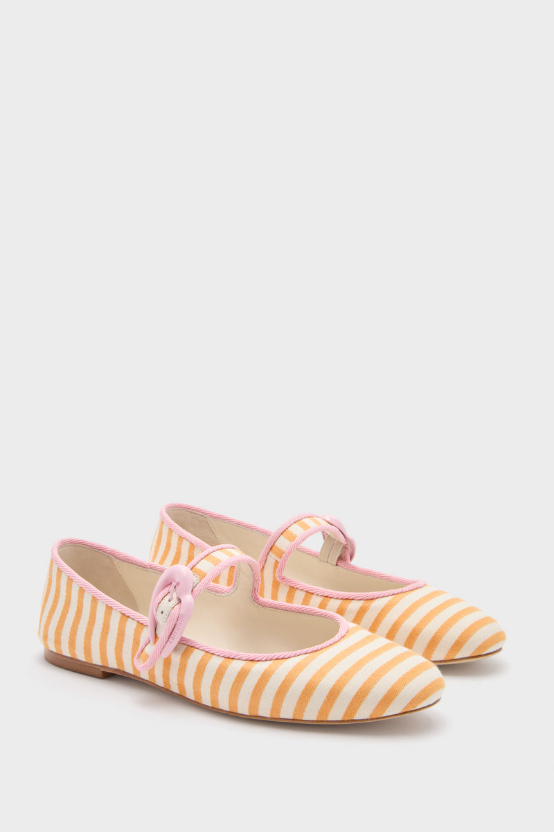 Marigold and Natural Striped Verona Ballet Flats