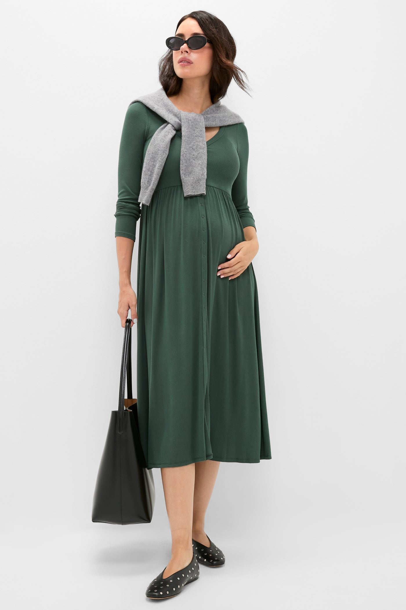 rib nursing dress Soft Rib Maternity & Nursing Dress L