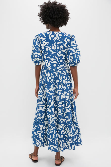 Exclusive Arcadia Navy Puff Sleeve Maxi Dress