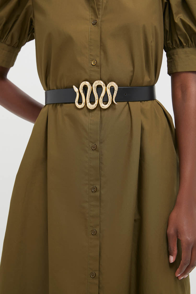 Lipstick Red and Mascara Reversible Leather Belt