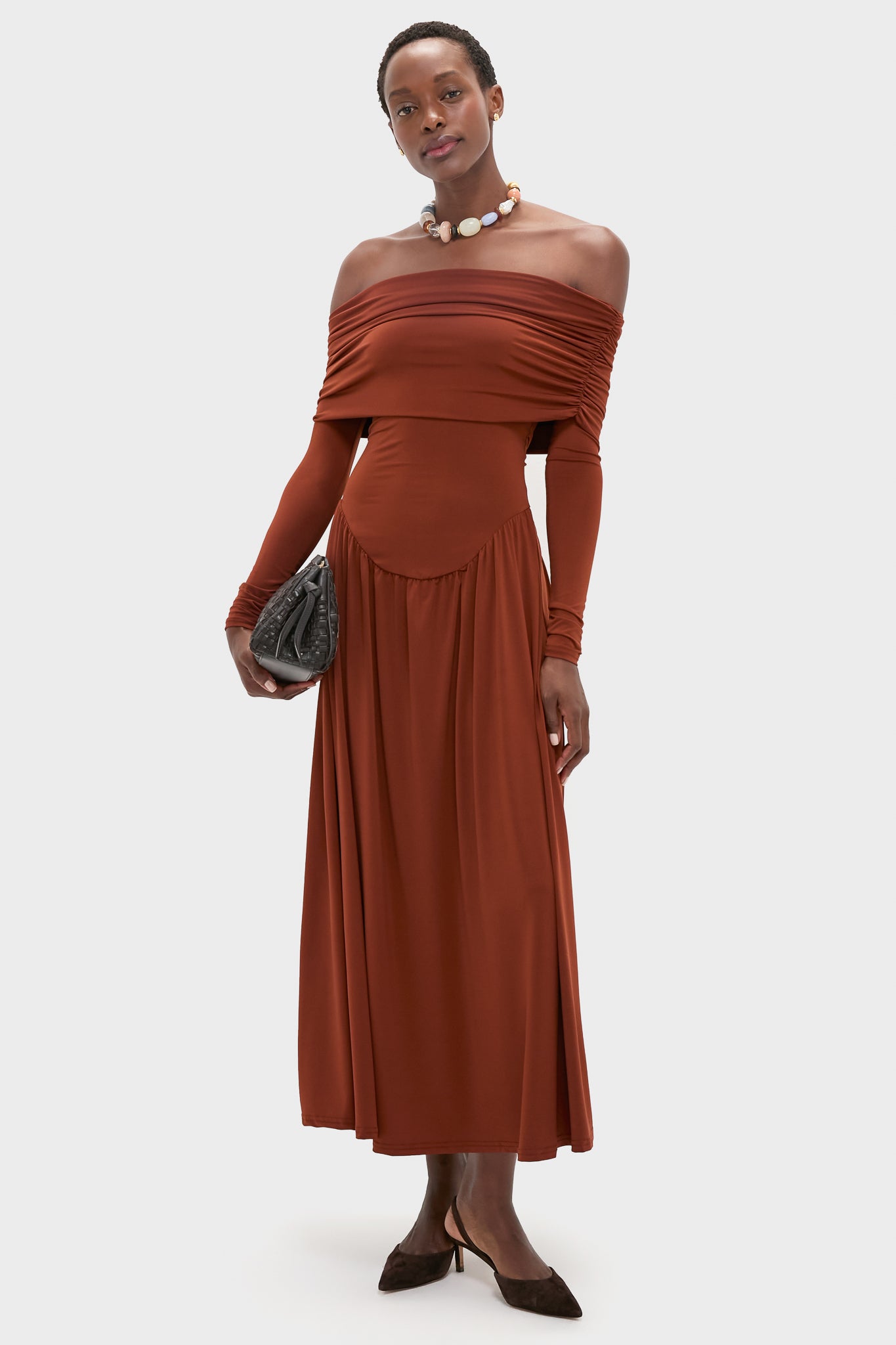 WeWoreWhat Off Shoulder Ruched Midi Dress WeWoreWhat Off Shoulder Ruched Midi Dress