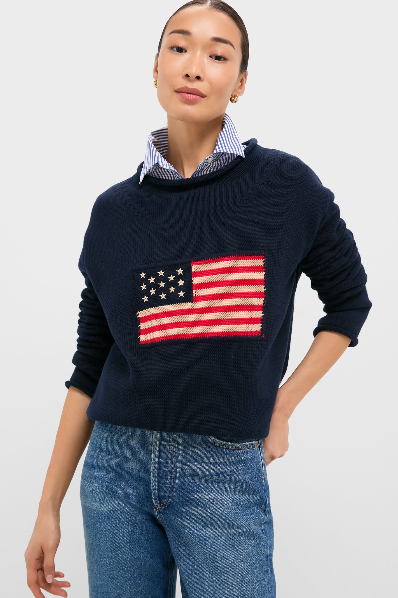 Navy Cotton Americana Sweater
