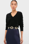 Black Emma Cashmere Boyfriend V-Neck