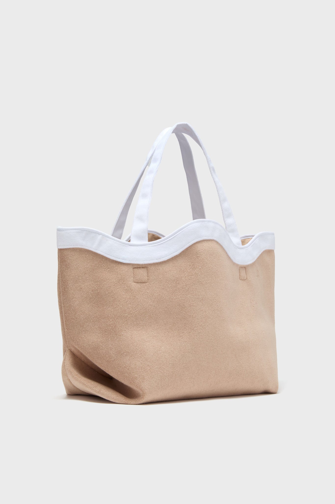 Sand and White Terrycloth August Tote