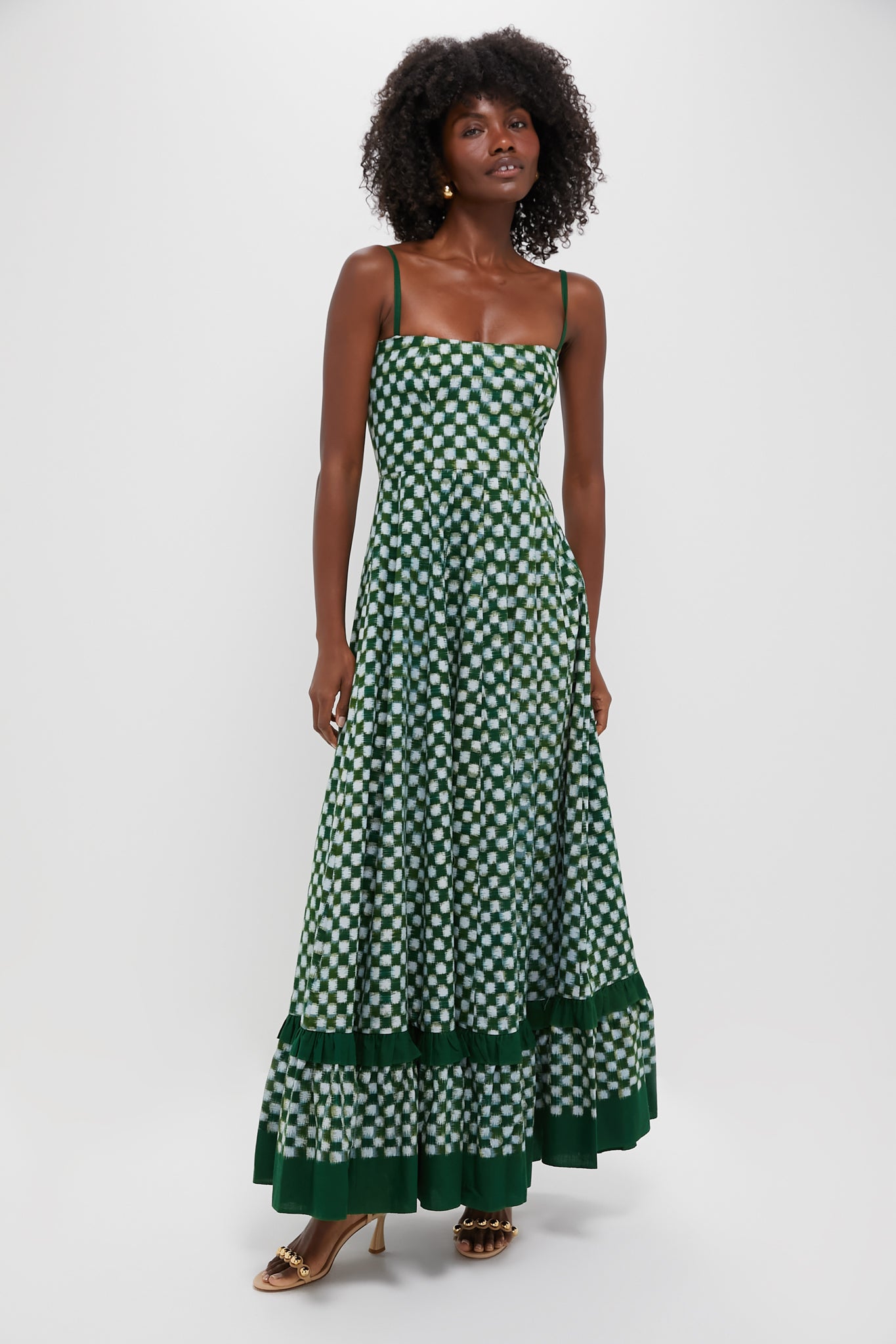 green emerald velvet dress Green Checkmate Dress