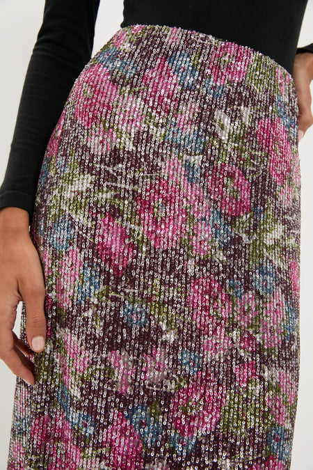 Floral Sequin McKey Midi Skirt