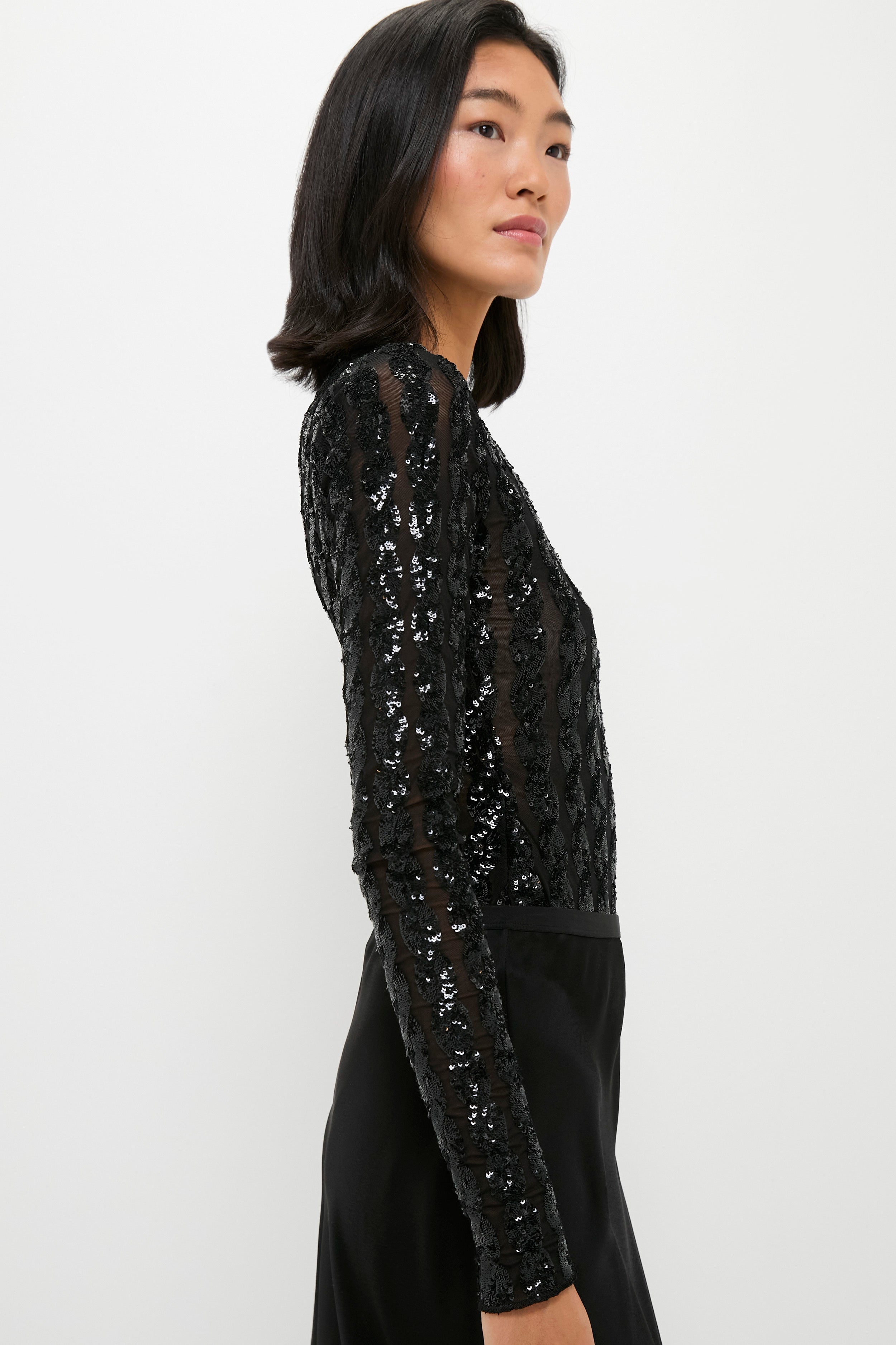 Polo Black Sequin Cable Knit Bodysuit