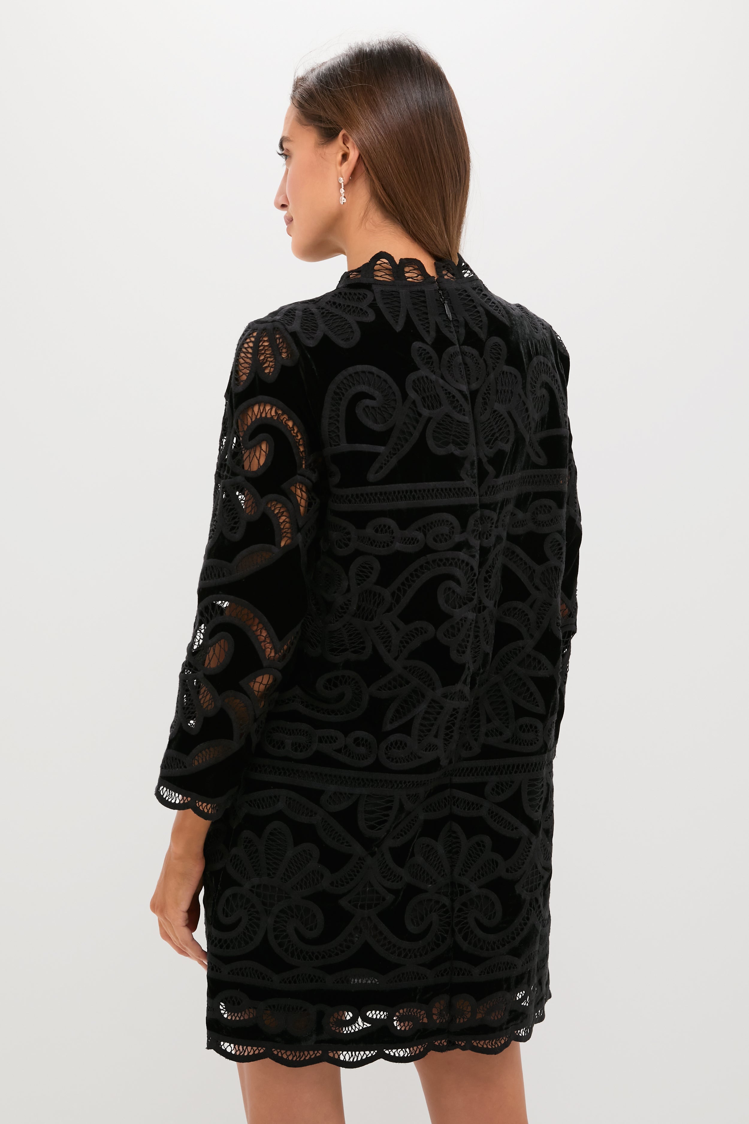 Black Velvet Battenburg Lace Mod Ellie Dress | Tuckernuck