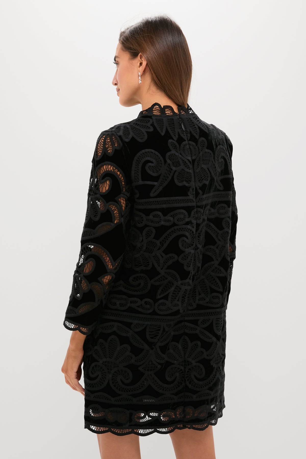 Black Velvet Battenburg Lace Mod Ellie Dress